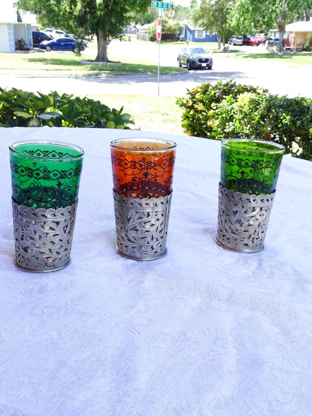 Hand Designed Shot Glasses with Sterling Holders
